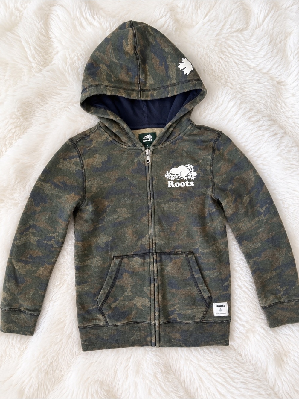Roots Kids Camo Full Zip Hoodie Youth M 7-8